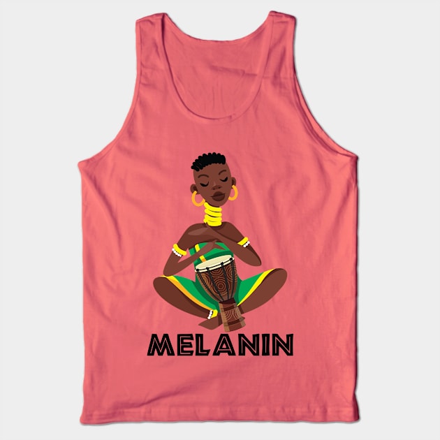 African Girl Drummer Afro Queen Poppin Tank Top by JackLord Designs 